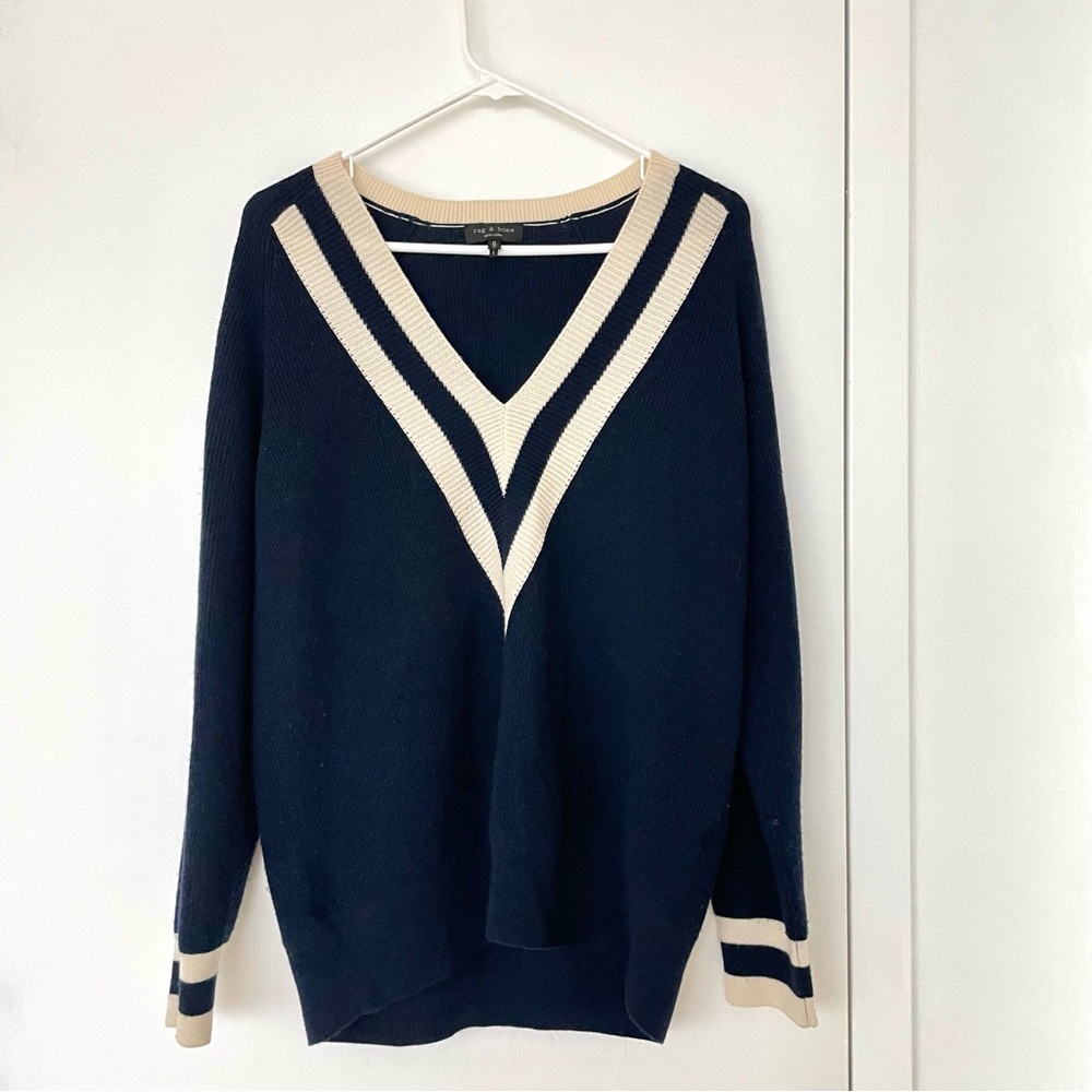 Rag and Bone V Neck Sweater Navy Size M